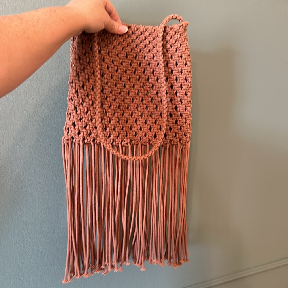 Boho Macrame Crochet Fringe Handbag - Picture 2 of 3